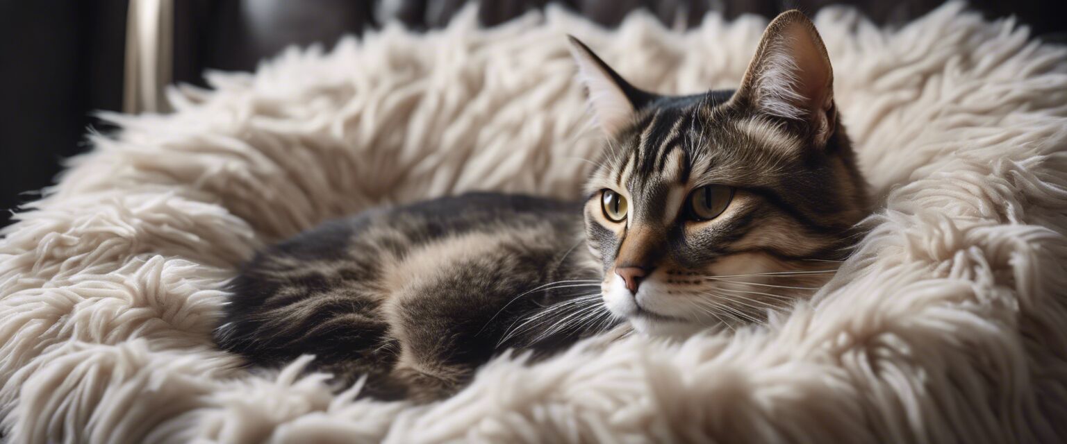 Close-up of a plush luxury cat bed